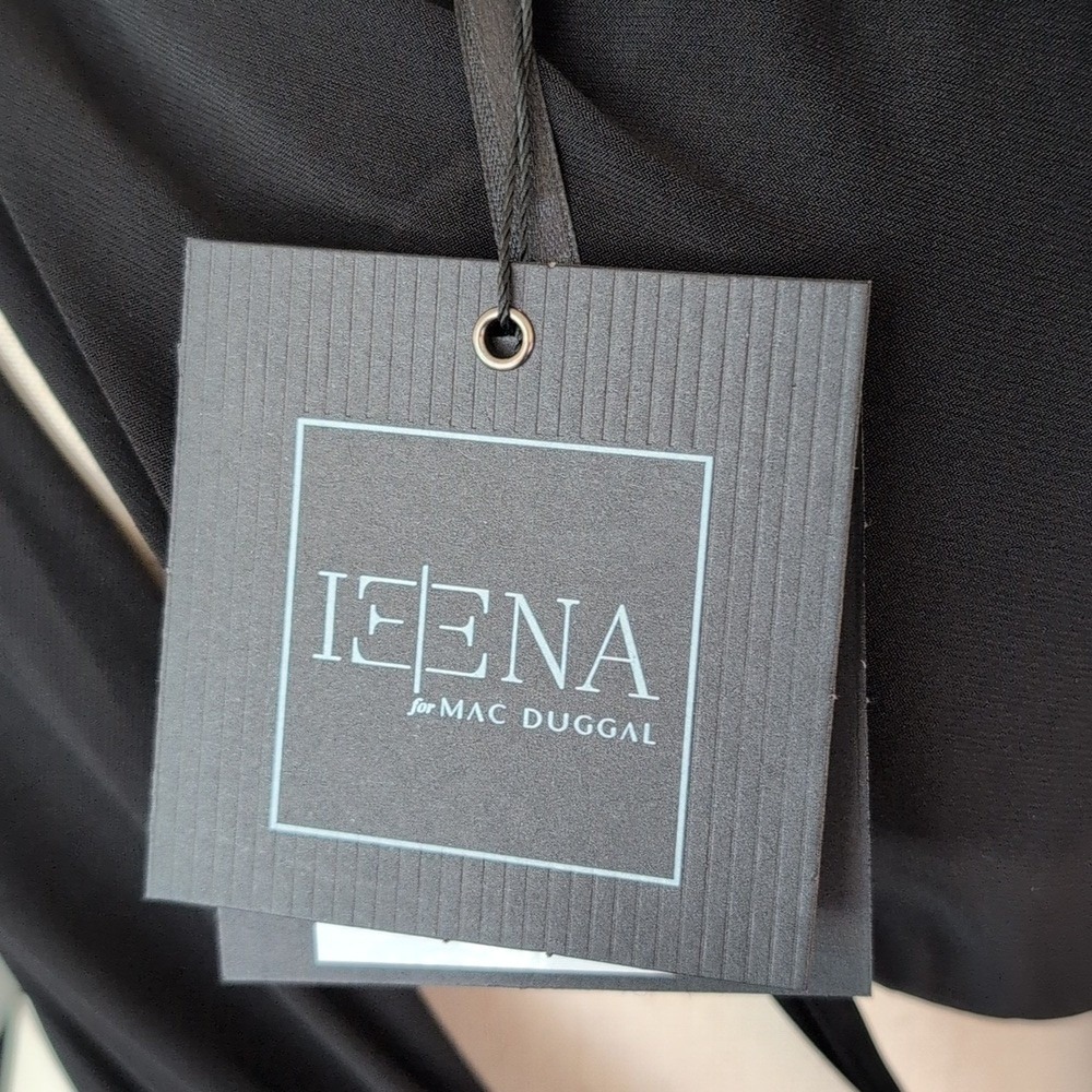 NWT IEENA for Mac Duggal Black Jersey High Slit Cutout Evening Gown Size 4 - Picture 8 of 10